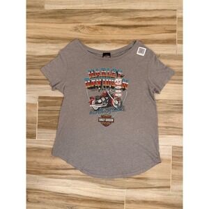 Harley-Davidson Peterson's Miami FL Graphic T-Shirt Gray Womens Large NEW